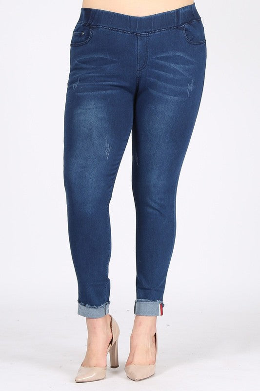 Plus Size High Waist Distressed Jeggings Pants - Tigbul's Variety Fashion Shop