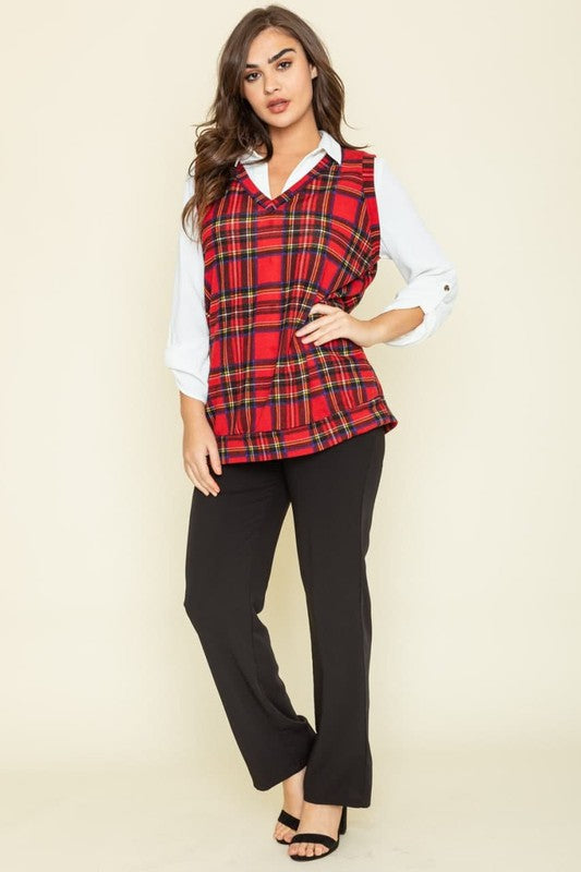 Red Plaid Vest - Tigbul's Variety Fashion Shop