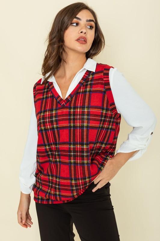 Red Plaid Vest - Tigbul's Variety Fashion Shop