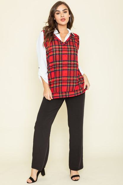 Red Plaid Vest - Tigbul's Variety Fashion Shop