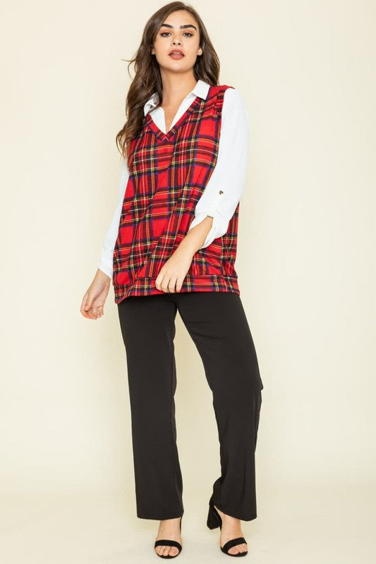 Red Plaid Vest - Tigbul's Variety Fashion Shop