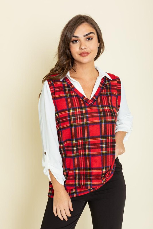 Red Plaid Vest - Tigbul's Variety Fashion Shop