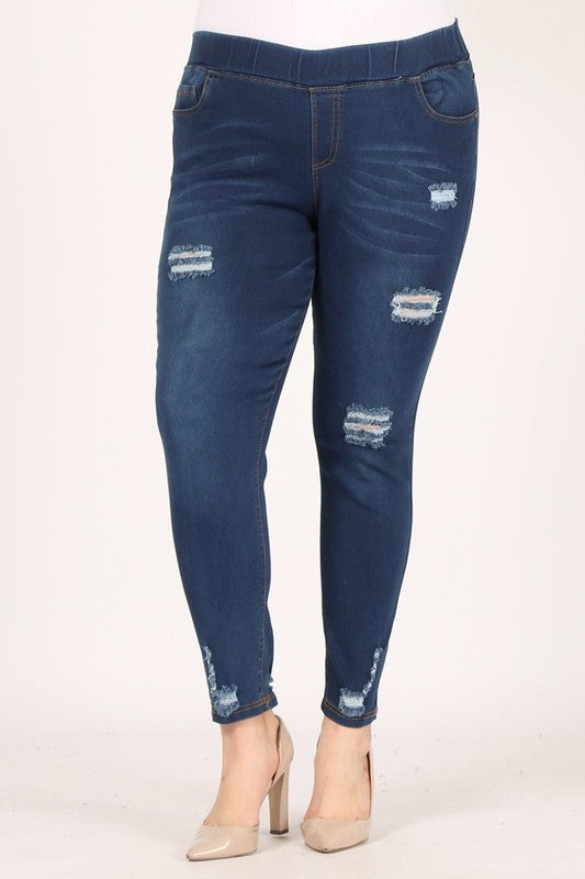 Plus Size High Waist Distressed Jeggings Pants - Tigbul's Variety Fashion Shop