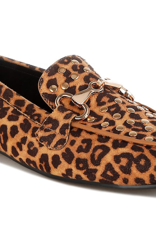 Meopa Horsebit Studs Leopard Print Loafers - Tigbul's Variety Fashion Shop