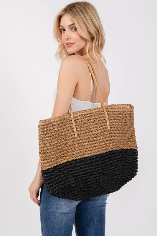 Straw Braided Beach Tote Bag - Tigbul's Variety Fashion Shop