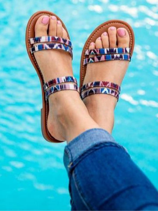 Strappy Aztec print sandal - Tigbuls Variety Fashion