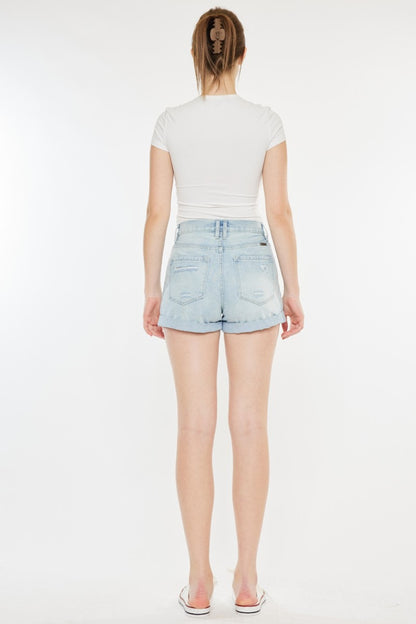 Kancan High Rise Repaired Mom Denim Shorts - Tigbuls Variety Fashion