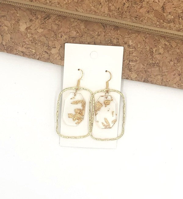 Gold Flake Acrylic Chandelier Earrings - Tigbuls Variety Fashion