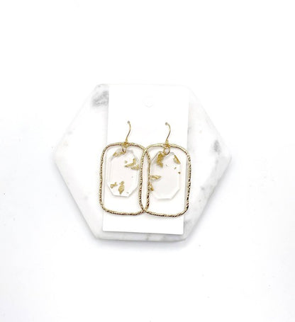 Gold Flake Acrylic Chandelier Earrings - Tigbuls Variety Fashion