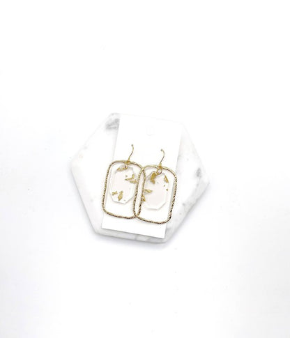 Gold Flake Acrylic Chandelier Earrings - Tigbuls Variety Fashion