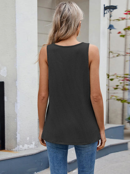 O-Ring Detail Wide Strap Tank - Tigbul's Variety Fashion Shop