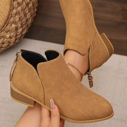 Women's Point Toe Block Heels Boots - Tigbul's Variety Fashion Shop