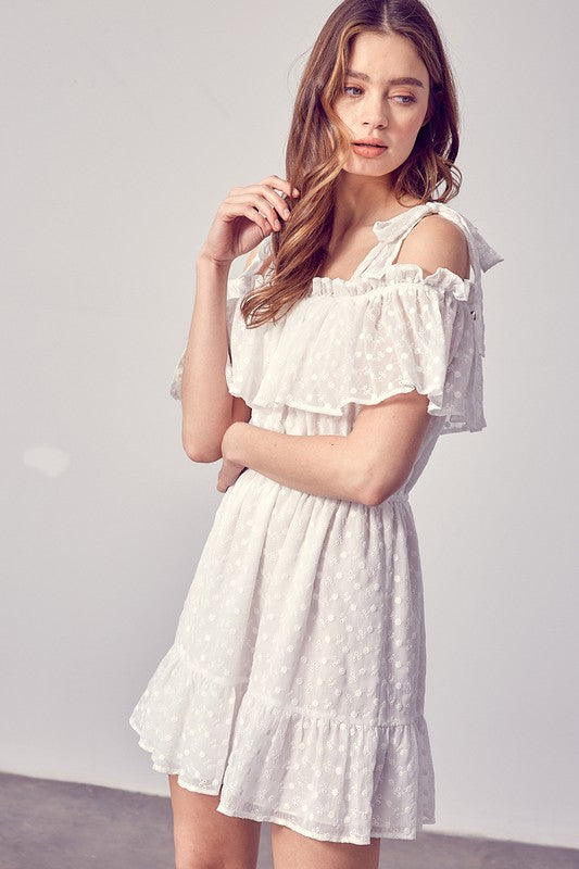 Cold Shoulder Ruffle Dress - Tigbul's Variety Fashion Shop