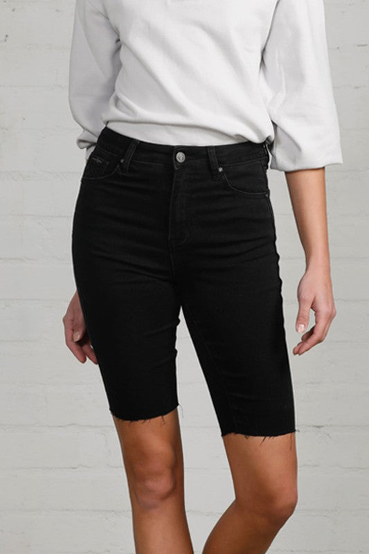 High Rise Denim Bike Shorts - Tigbul's Variety Fashion Shop