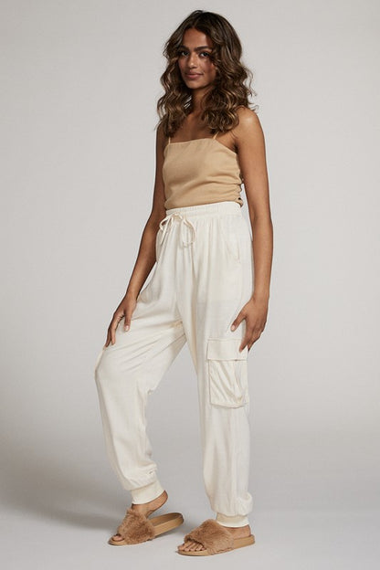 Textured satin cargo pants - Tigbul's Variety Fashion Shop