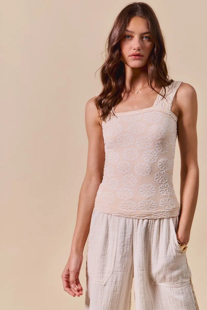 Two Tone Floral Seamless Tank Top - Tigbul's Variety Fashion Shop