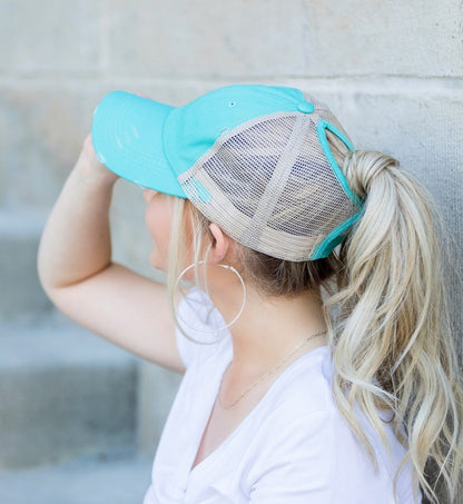 Distressed Messy Bun Hat Cap - Tigbul's Variety Fashion Shop