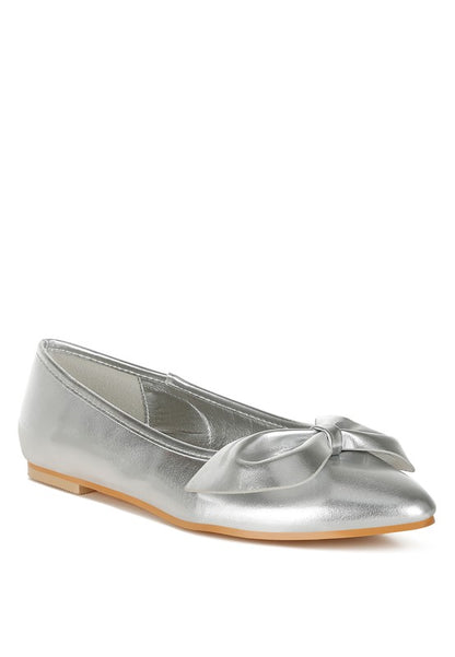 Bromelia Metallic Pleather Bow Ballerinas - Tigbul's Variety Fashion Shop