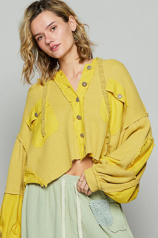 POL Raw Hem Cropped Hooded Jacket - Tigbul's Variety Fashion Shop