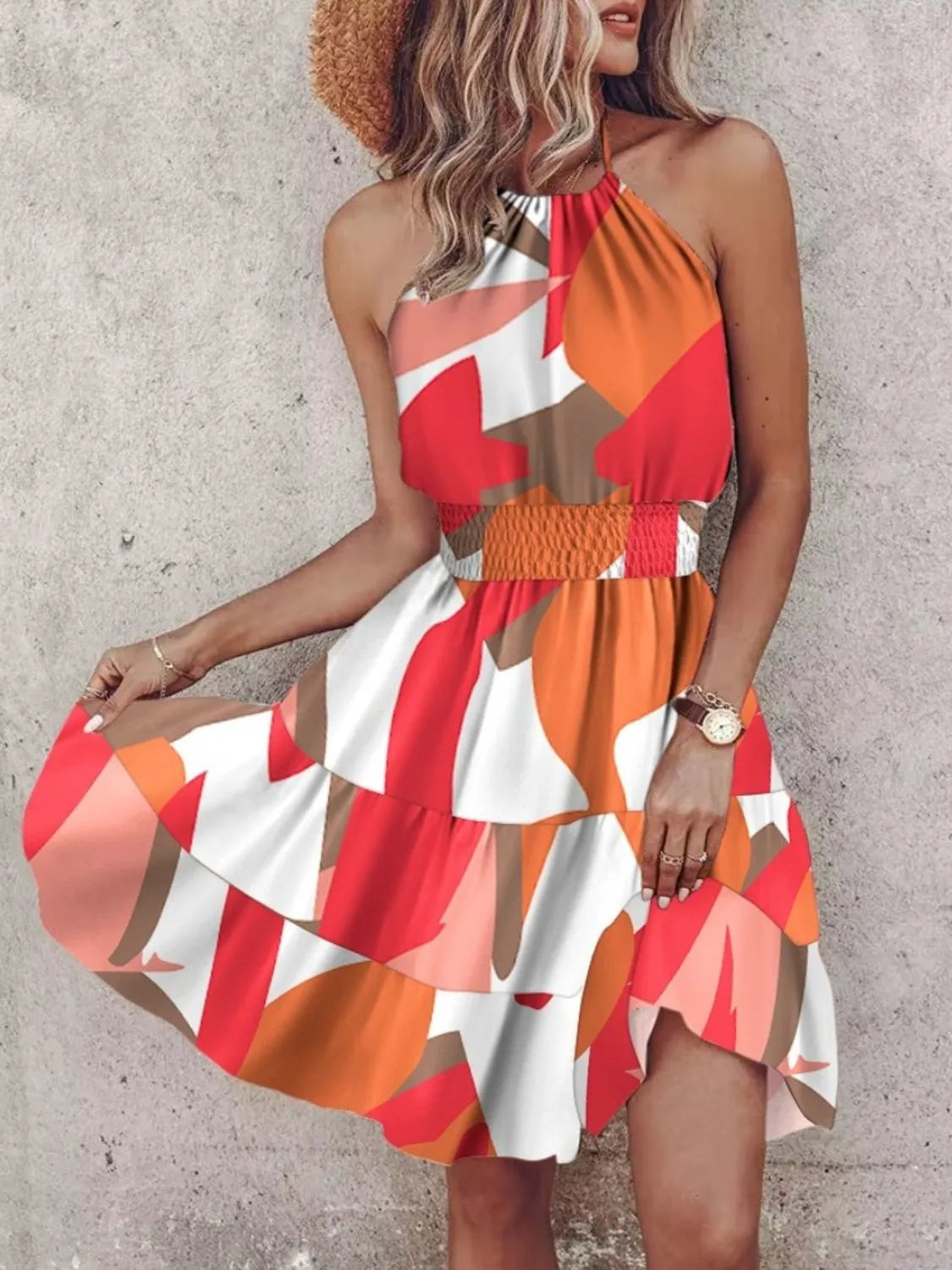 Paisley Print Halter Neck Mini Dress - Tigbul's Variety Fashion Shop