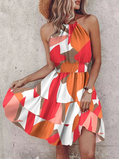 Paisley Print Halter Neck Mini Dress - Tigbul's Variety Fashion Shop