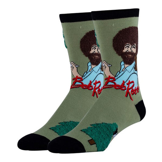 Painting Bob Ross - Men's Cotton Crew Funny Socks - Tigbul's Variety Fashion Shop