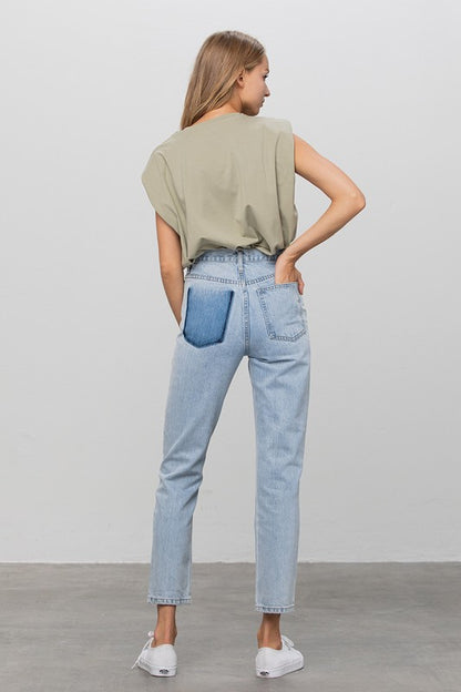 High Waist Ripped Tapered Jeans - Tigbul's Variety Fashion Shop