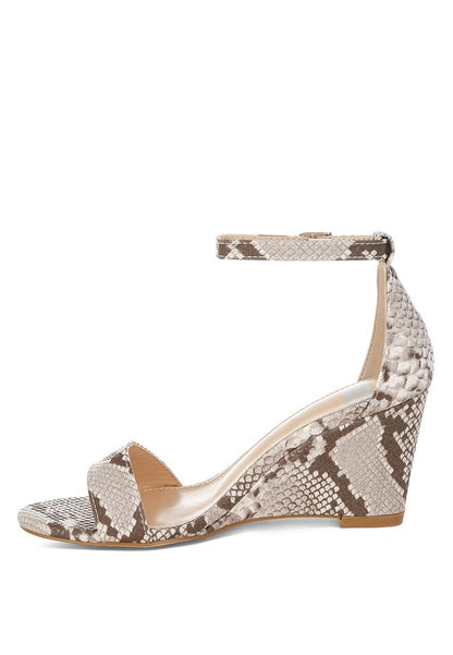 Kodor Snake Print Slim Wedge Heel Sandals - Tigbul's Variety Fashion Shop