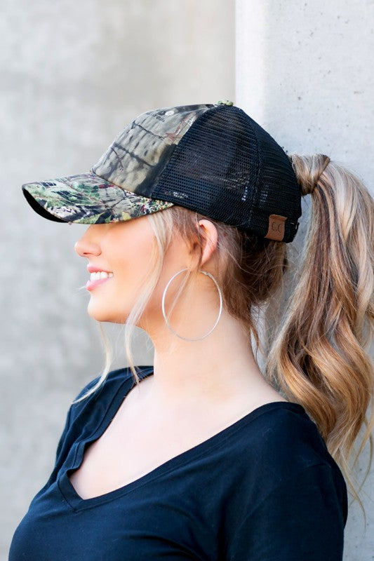 C.C Mossyoak Criss-Cross Pony Cap Hat - Tigbul's Variety Fashion Shop
