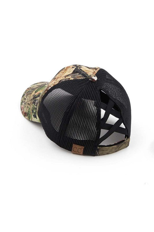 C.C Mossyoak Criss-Cross Pony Cap Hat - Tigbul's Variety Fashion Shop