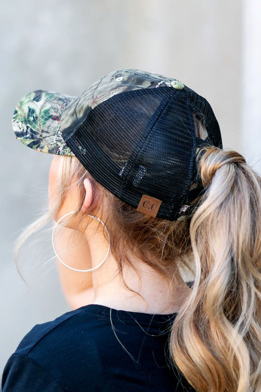 C.C Mossyoak Criss-Cross Pony Cap Hat - Tigbul's Variety Fashion Shop