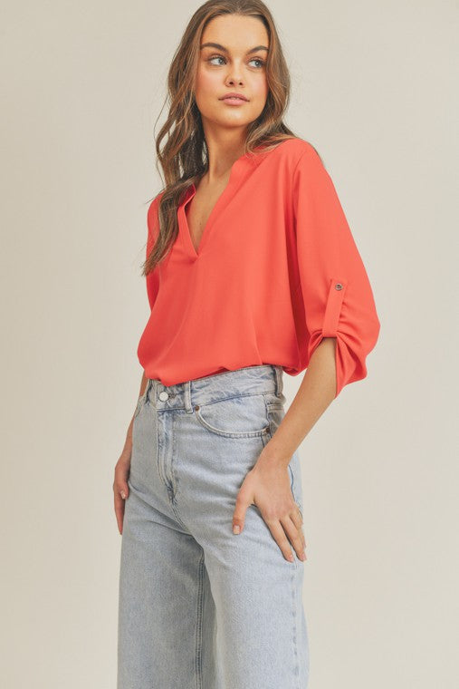 V Neck Top - Tigbul's Variety Fashion Shop