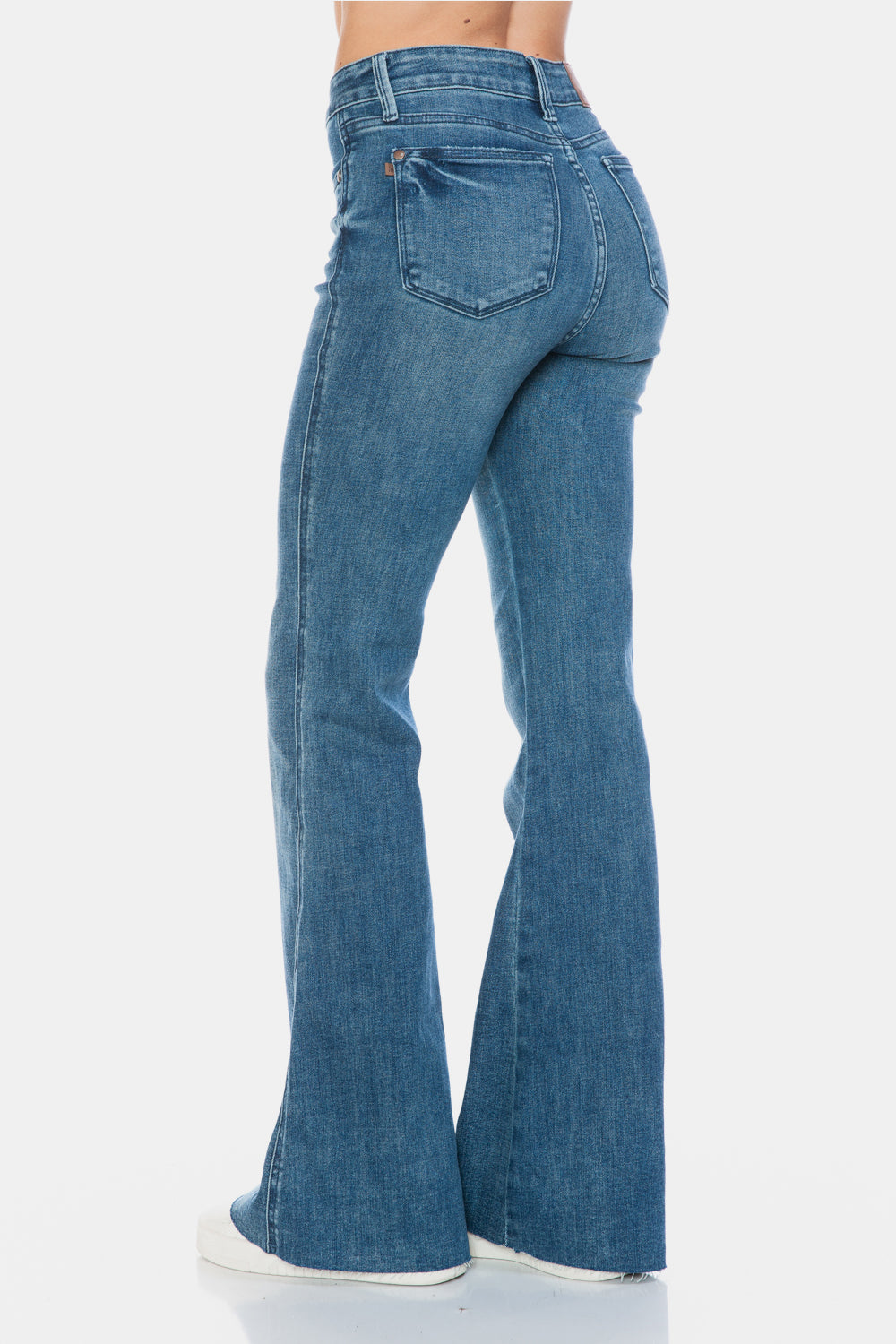 Judy Blue Full Size Tummy Control Cut Hem Long Flare Jeans - Tigbul's Variety Fashion Shop