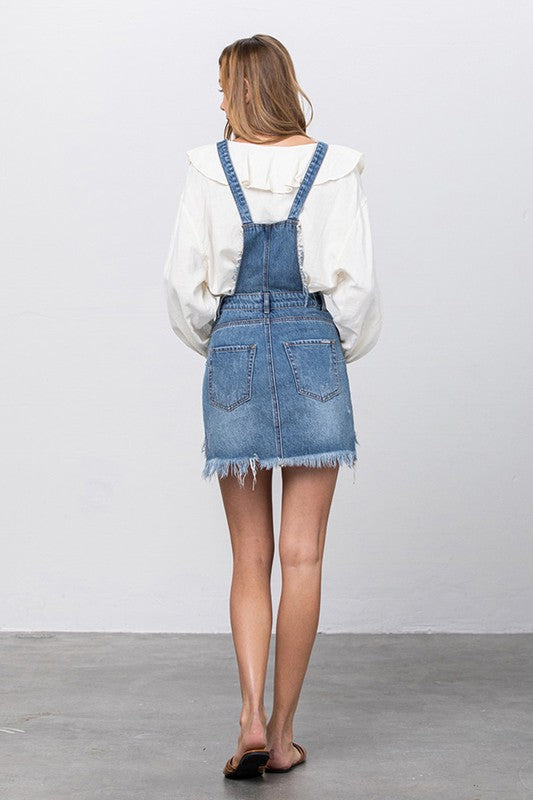 Frayed Denim Overalls Dress - Tigbul's Variety Fashion Shop