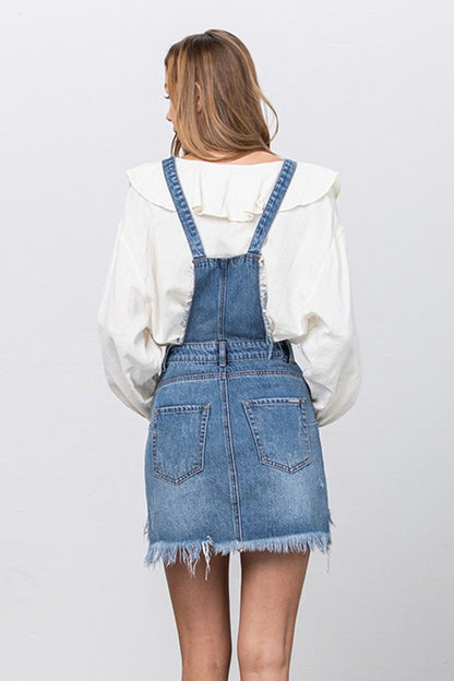 Frayed Denim Overalls Dress - Tigbul's Variety Fashion Shop