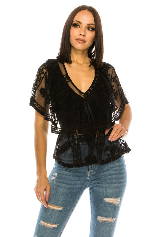 Lace Black tOP - Tigbul's Variety Fashion Shop