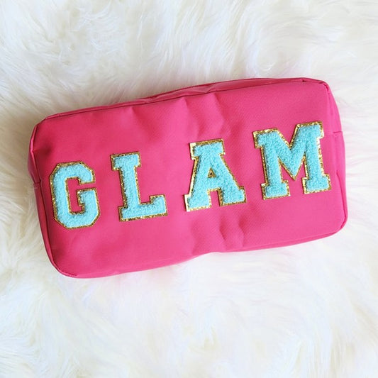 Varsity Letter Patch Makeup Bag Glam Stuff - Tigbul's Variety Fashion Shop