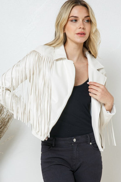 Faux Leather Moto Fringe Jacket - Tigbul's Variety Fashion Shop