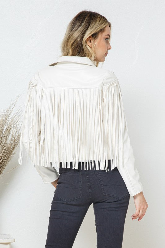 Faux Leather Moto Fringe Jacket - Tigbul's Variety Fashion Shop