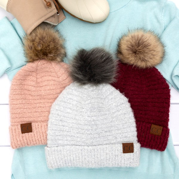 Ultra Soft Fur Pom Beanie - Tigbul's Variety Fashion Shop