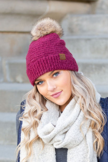 Ultra Soft Fur Pom Beanie - Tigbul's Variety Fashion Shop