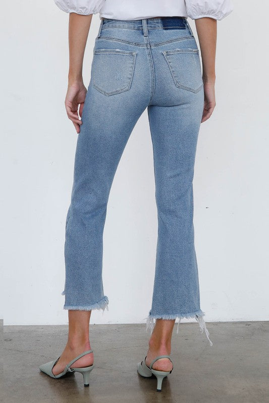 HIGH RISE CROP BOOT CUT JEANS - Tigbuls Variety Fashion