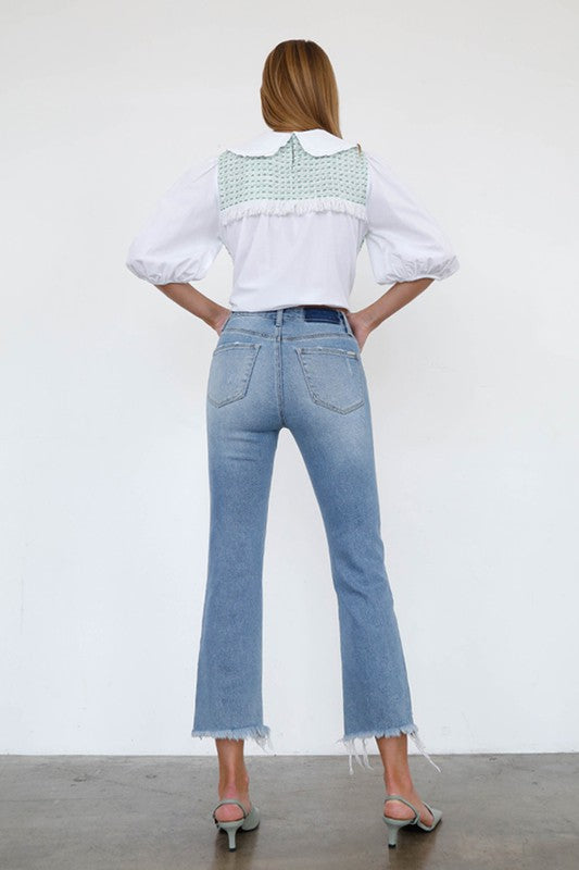 HIGH RISE CROP BOOT CUT JEANS - Tigbuls Variety Fashion