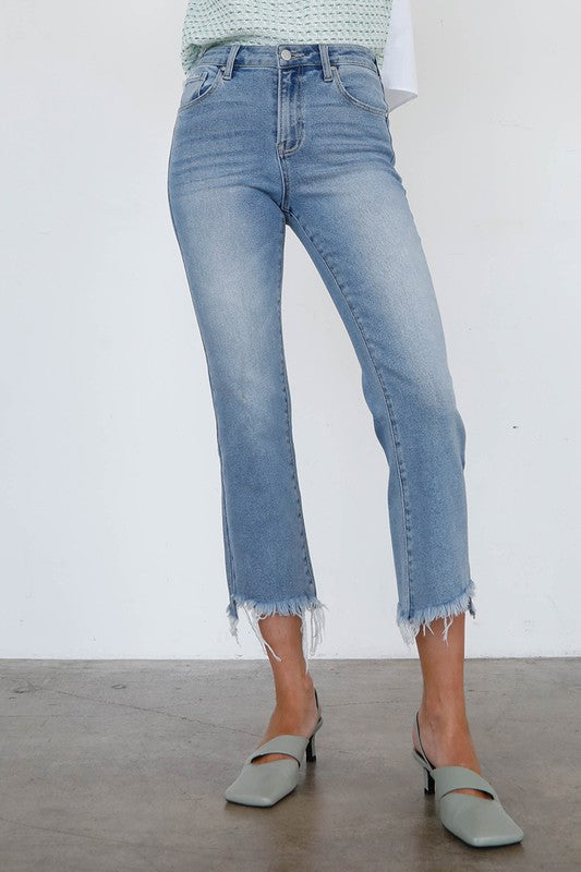 HIGH RISE CROP BOOT CUT JEANS - Tigbuls Variety Fashion