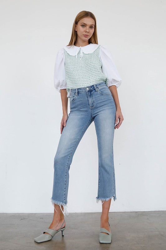 HIGH RISE CROP BOOT CUT JEANS - Tigbuls Variety Fashion