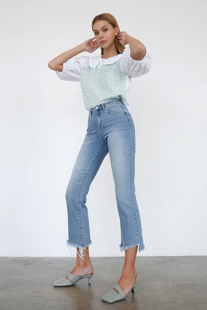 HIGH RISE CROP BOOT CUT JEANS - Tigbuls Variety Fashion