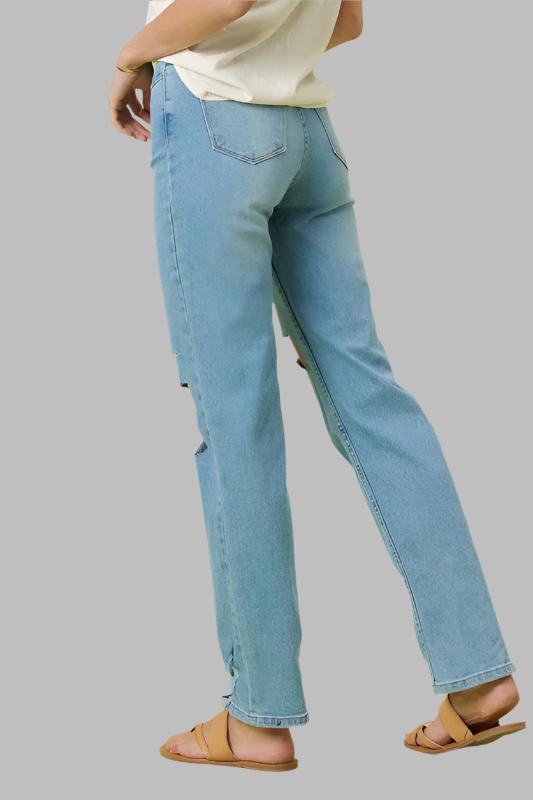 Blue High High Rise Distressed Wide Leg Jeans - Tigbuls Variety Fashion