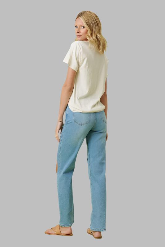 Blue High High Rise Distressed Wide Leg Jeans - Tigbuls Variety Fashion