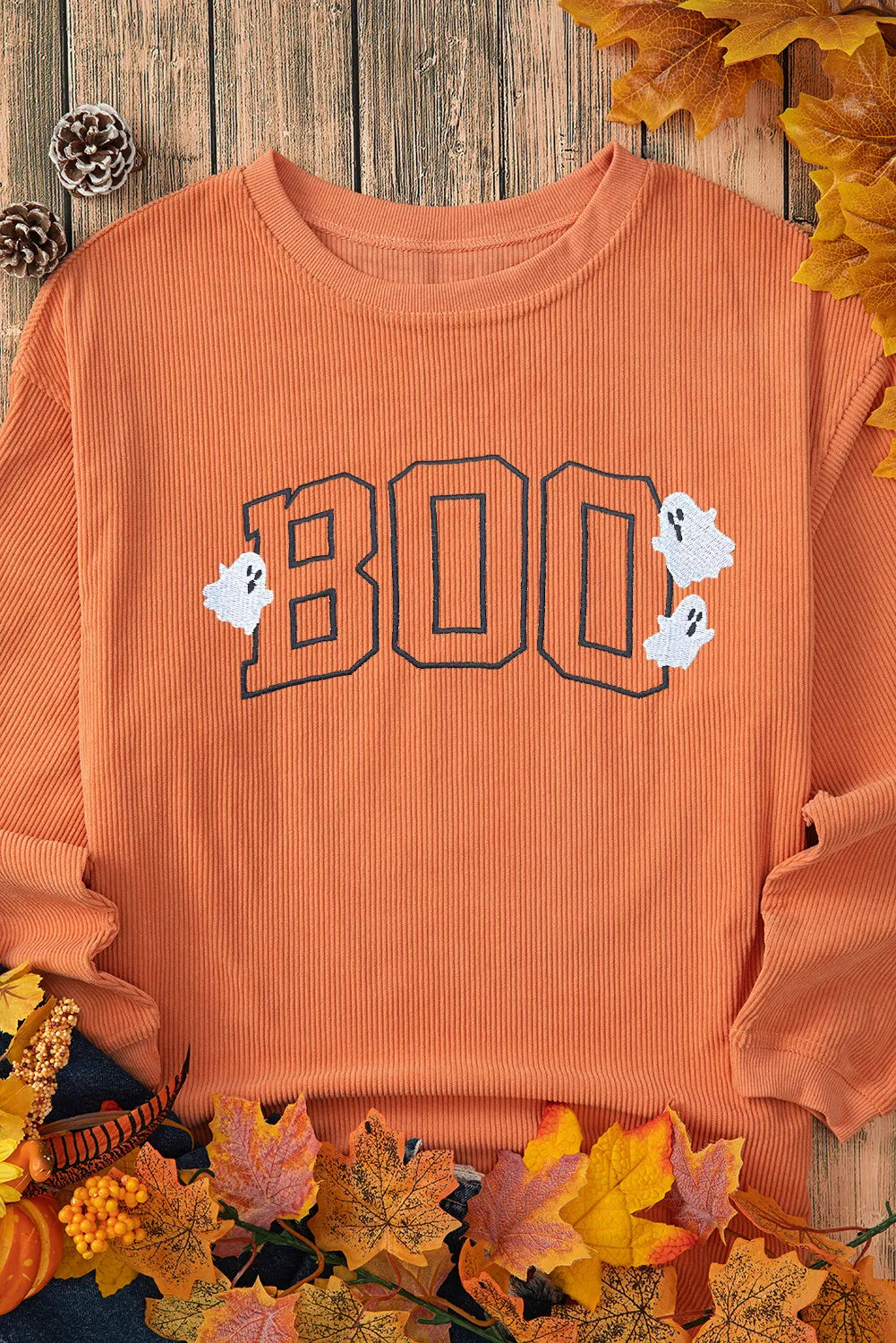 BOO Round Neck Long Sleeve Sweatshirt - Tigbul's Variety Fashion Shop