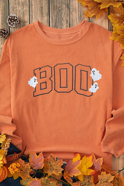 BOO Round Neck Long Sleeve Sweatshirt - Tigbul's Variety Fashion Shop